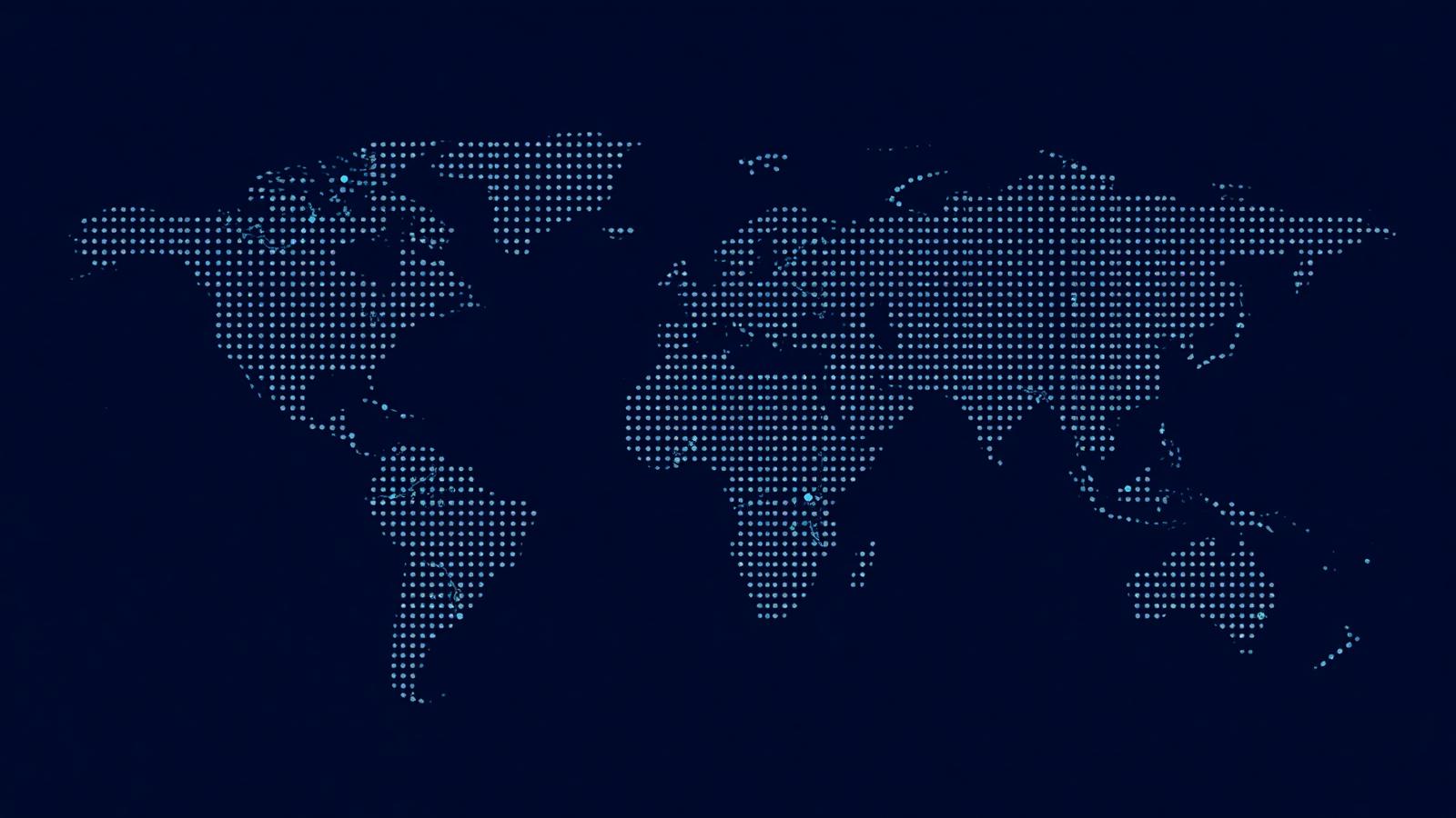 Abstract dotted world map representing worldwide apparel export